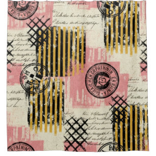 Vintage Mixed-Media Collage - Distressed Paper Shower Curtain