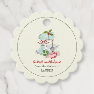 Vintage Mixer 'baked with love' Holiday bakers Favor Tags