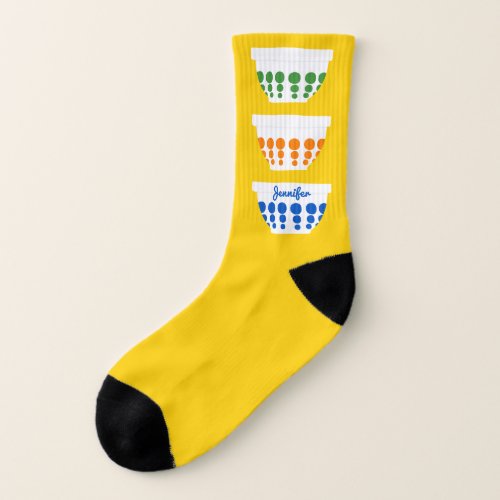 Vintage Mixing Bowls Sunny Yellow Personalized Socks