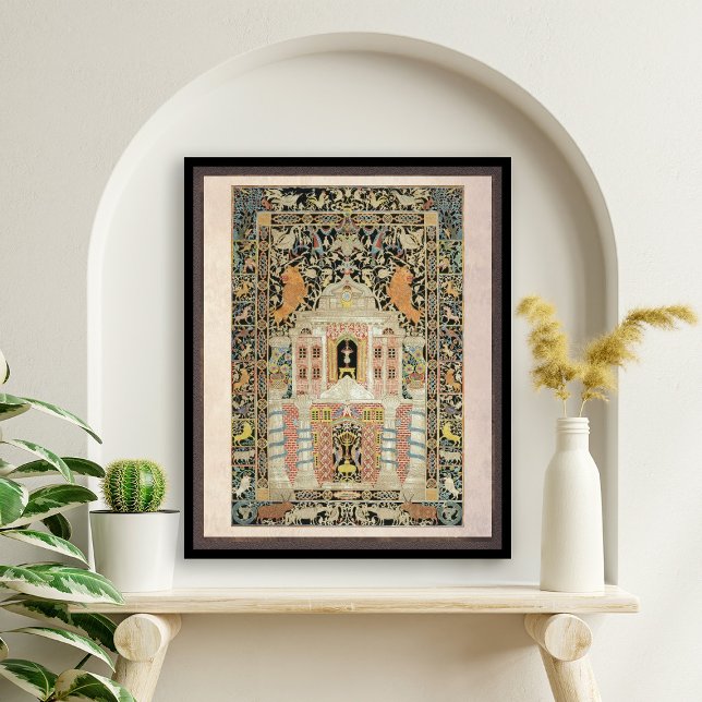 Vintage Mizrach Jewish Plaque Light Background  Poster (Ancient Mizrach Plaque indicating "east" as the direction of prayer for Jews in the Diaspora)