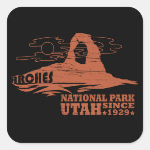 Vintage Moab - Utah - National Park - Arches Square Sticker