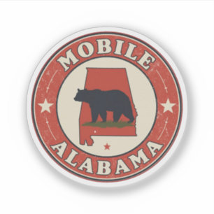 Vintage Mobile city, Alabama gifts Sticker