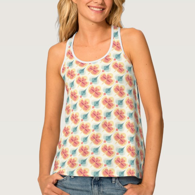 Vintage Mod Abstract Floral Tank Top (Front)