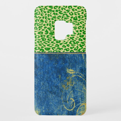 Vintage mod floral with green leopard print skin Case_Mate samsung galaxy s9 case