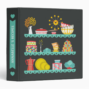Vintage Mod Kitchen 3 Ring Binder