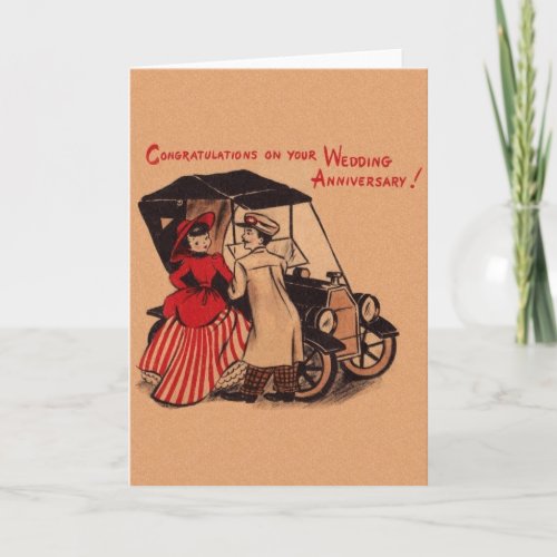 Vintage Model T Wedding Anniversary Greeting Card