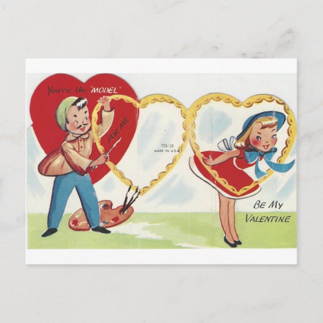 Vintage Model Valentine Holiday Postcard (Front)