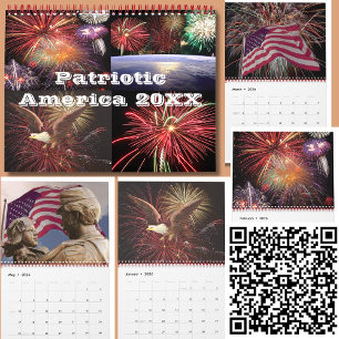 Vintage & Modern American Patriotic Photo Art 20XX Calendar