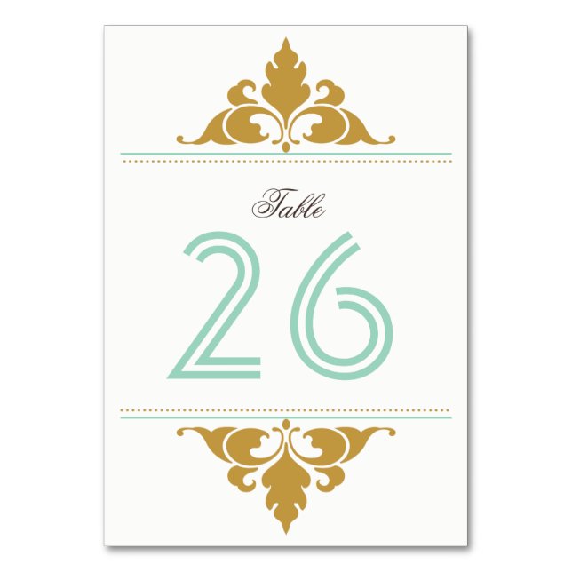 Vintage Modern Art Deco Gold Mint Table Number (Front)