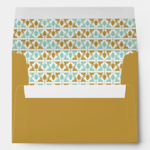 Vintage Modern Art Deco Mint & Gold Wedding Envelope