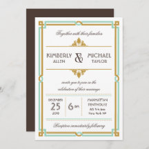 Vintage Modern Art Deco Mint & Gold Wedding