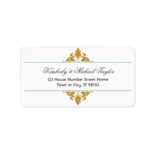 Vintage Modern Art Deco Mint & Gold Wedding Label