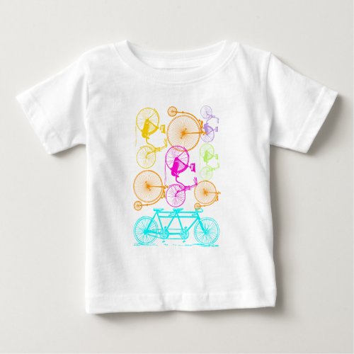 Vintage Modern Bicycle Bright Color Neon Pattern Baby T_Shirt
