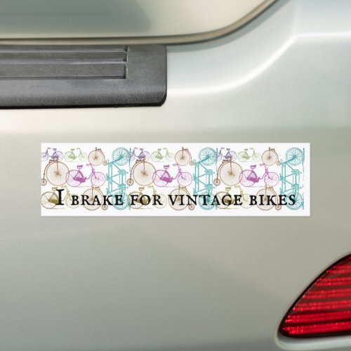 Vintage Modern Bicycle Bright Color Neon Pattern Bumper Sticker