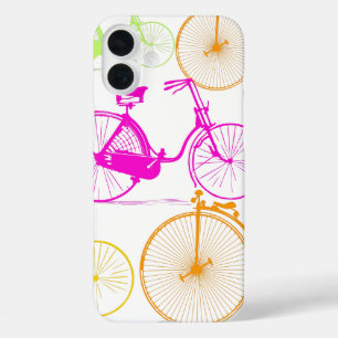 Vintage Modern Bicycle Bright Color Neon Pattern iPhone 16 Plus Case