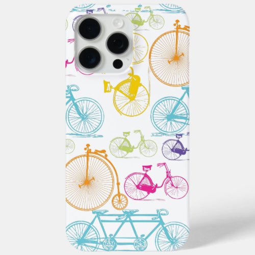 Vintage Modern Bicycle Bright Color Neon Pattern iPhone 15 Pro Max Case