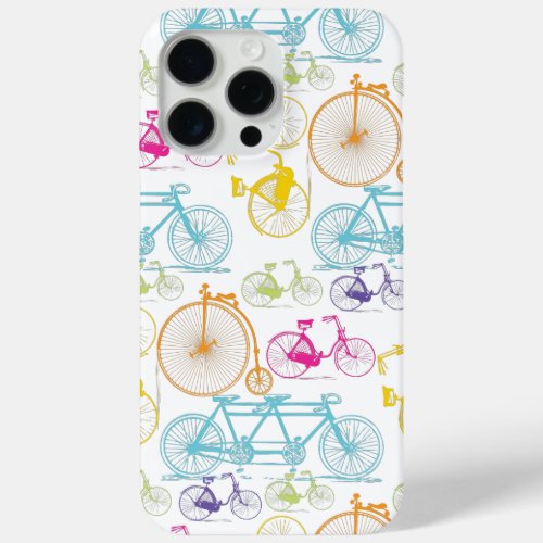 Vintage Modern Bicycle Bright Color Neon Pattern iPhone 15 Pro Max Case