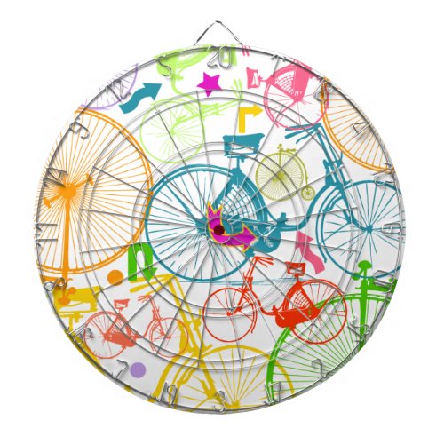 Vintage Modern Bicycle Bright Color Neon Pattern Dart Board