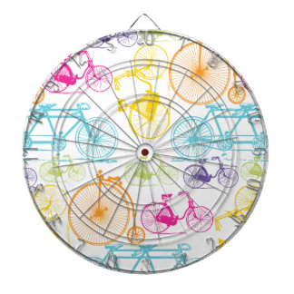 Vintage Modern Bicycle Bright Color Neon Pattern Dartboard