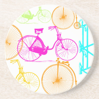 Vintage Modern Bicycle Bright Color Neon Pattern Drink Coaster