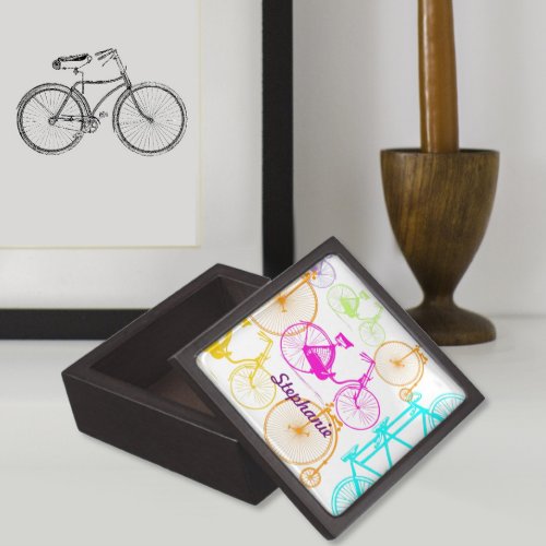 Vintage Modern Bicycle Bright Color Neon Pattern Gift Box