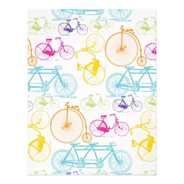 Vintage Modern Bicycle Bright Color Neon Pattern Customized Letterhead