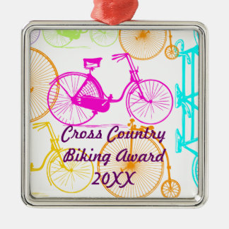 Vintage Modern Bicycle Bright Color Neon Pattern Metal Ornament