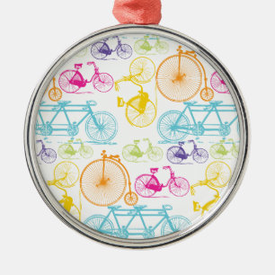 Vintage Modern Bicycle Bright Color Neon Pattern Metal Ornament
