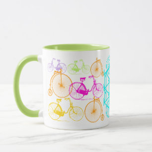 Vintage Modern Bicycle Bright Color Neon Pattern Mug