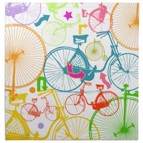 Vintage Modern Bicycle Bright Color Neon Pattern Napkin