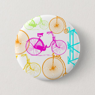 Vintage Modern Bicycle Bright Color Neon Pattern Pinback Button