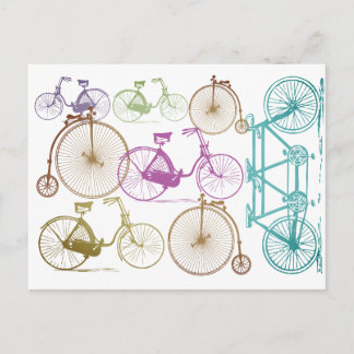 Vintage Modern Bicycle Bright Color Neon Pattern Postcard