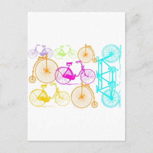 Vintage Modern Bicycle Bright Color Neon Pattern Postcard