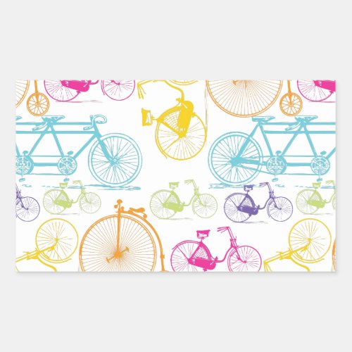 Vintage Modern Bicycle Bright Color Neon Pattern Rectangular Sticker