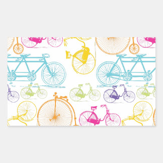 Vintage Modern Bicycle Bright Color Neon Pattern Rectangular Sticker