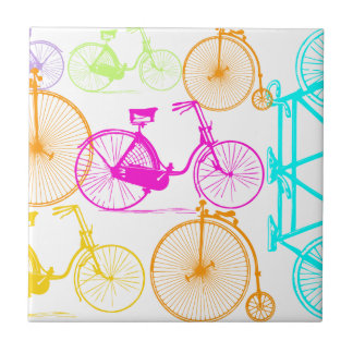 Vintage Modern Bicycle Bright Color Neon Pattern Tile