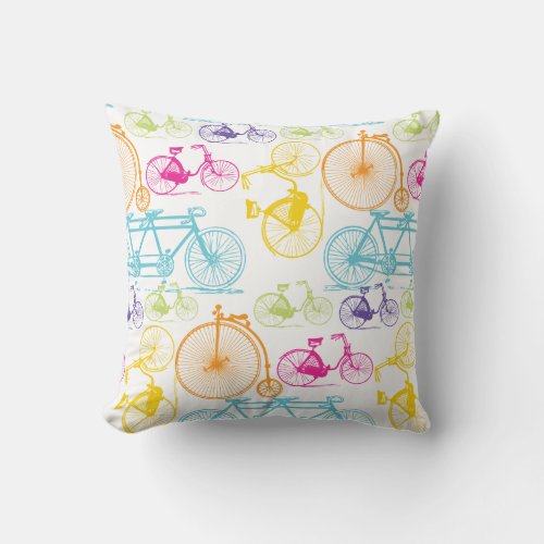 Vintage Modern Bicycle Bright Color Neon Pillow