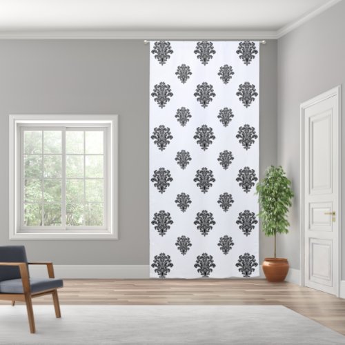 Vintage Modern Black  White Damask Pattern Blackout Curtains