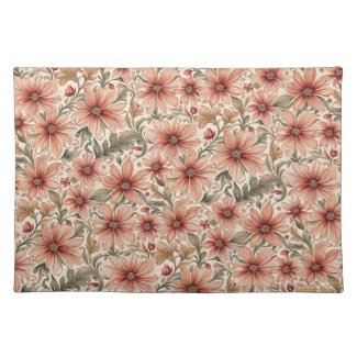 Vintage Modern Bronze Peach Floral 