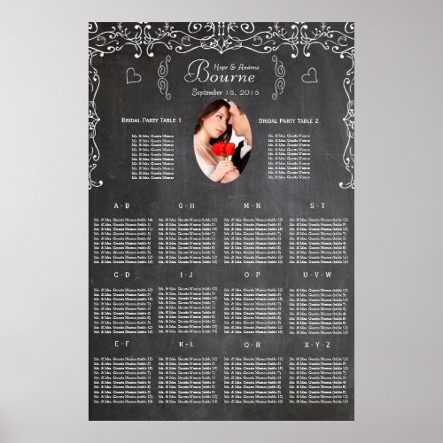 Vintage Modern Chalkboard Photo Seating Chart