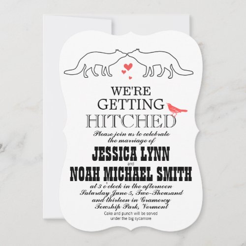 Vintage Modern Cute Fox Wedding Invitation