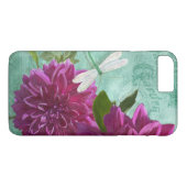 Vintage Modern Dragonfly w Purple Dahlia Flowers Case-Mate iPhone Case (Back (Horizontal))