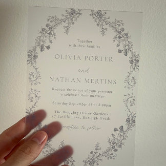 Vintage Modern Elegance Floral Wedding Acrylic Invitations