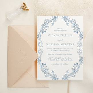 Vintage Modern Elegance Floral Wedding Invitation