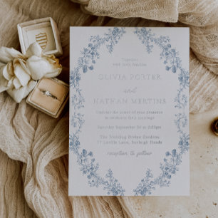 Vintage Modern Elegance Floral Wedding Silver Foil Invitation