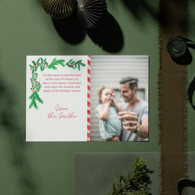 Vintage Modern Family Custom Christmas Greeting Holiday Card (Creator Uploaded)