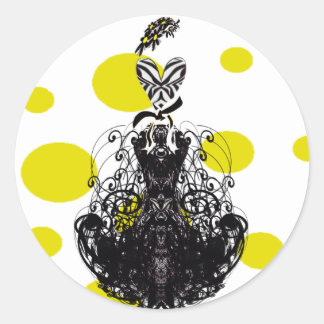 Vintage Modern Fashion Diva yellow dots Classic Round Sticker