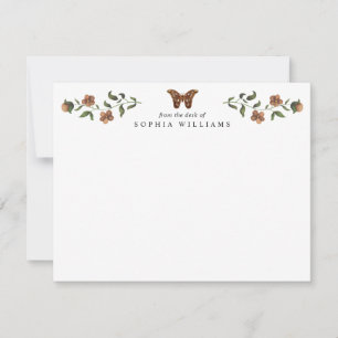 Vintage Modern Floral Garden Greenery Butterfly Note Card
