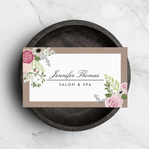 Vintage Modern Floral Motif Beauty Salon Business Card