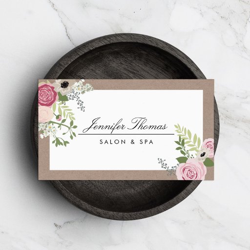 Customizable Vintage Modern Floral Motif Beauty Salon Business Cards